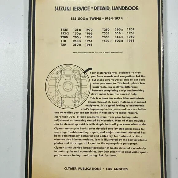 Vintage Suzuki Service Repair Handbook 1964 - 1974 - Picture 2 of 5